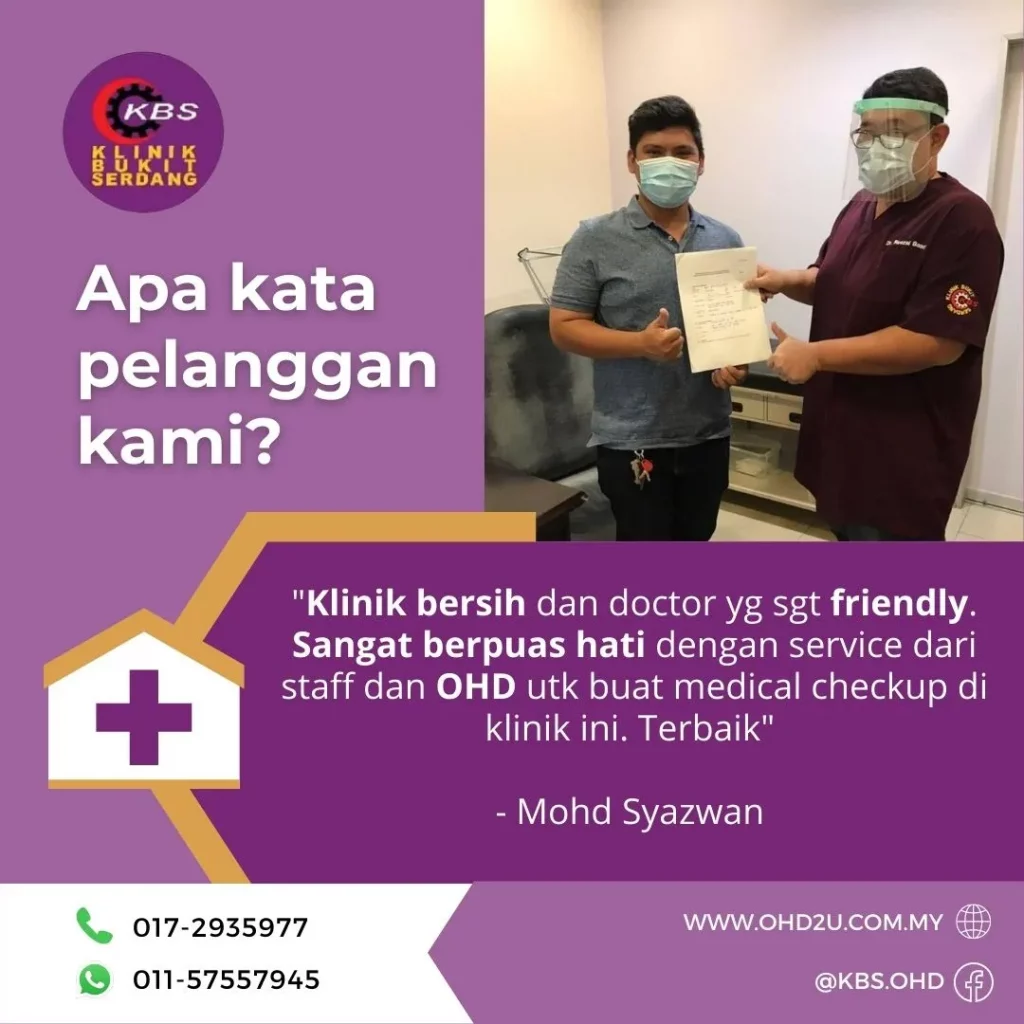 OHD untuk buat medical check up di Klinik Bukit Serdang