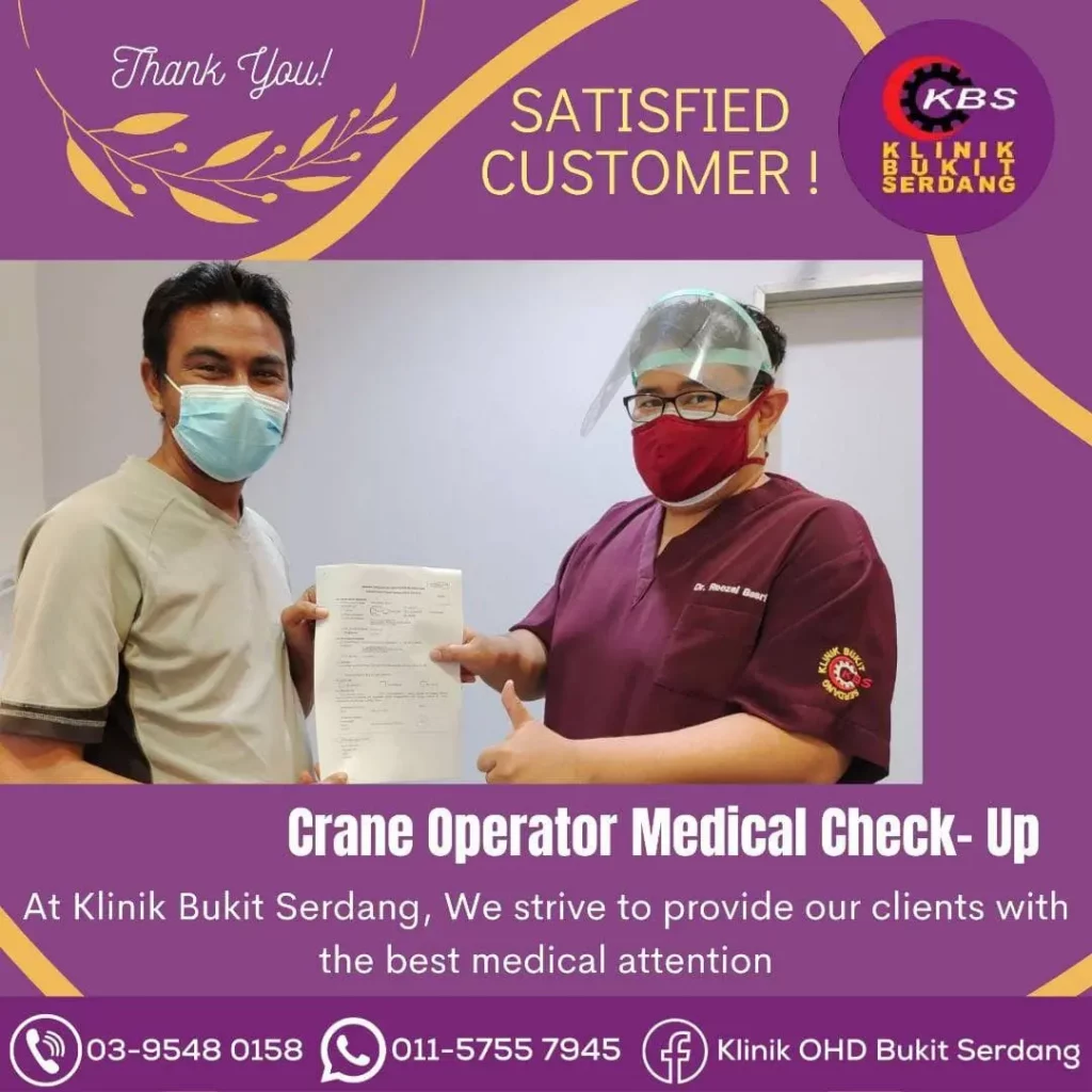 Medical Check Up Crane Operator di Klinik Bukit Serdang