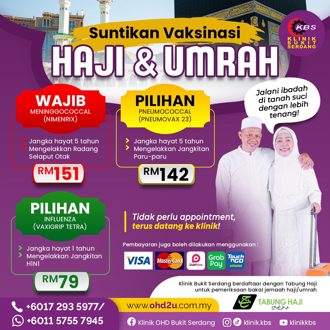 Pakej suntikan dan vaksin haji dan umrah di klinik bukit serdang.